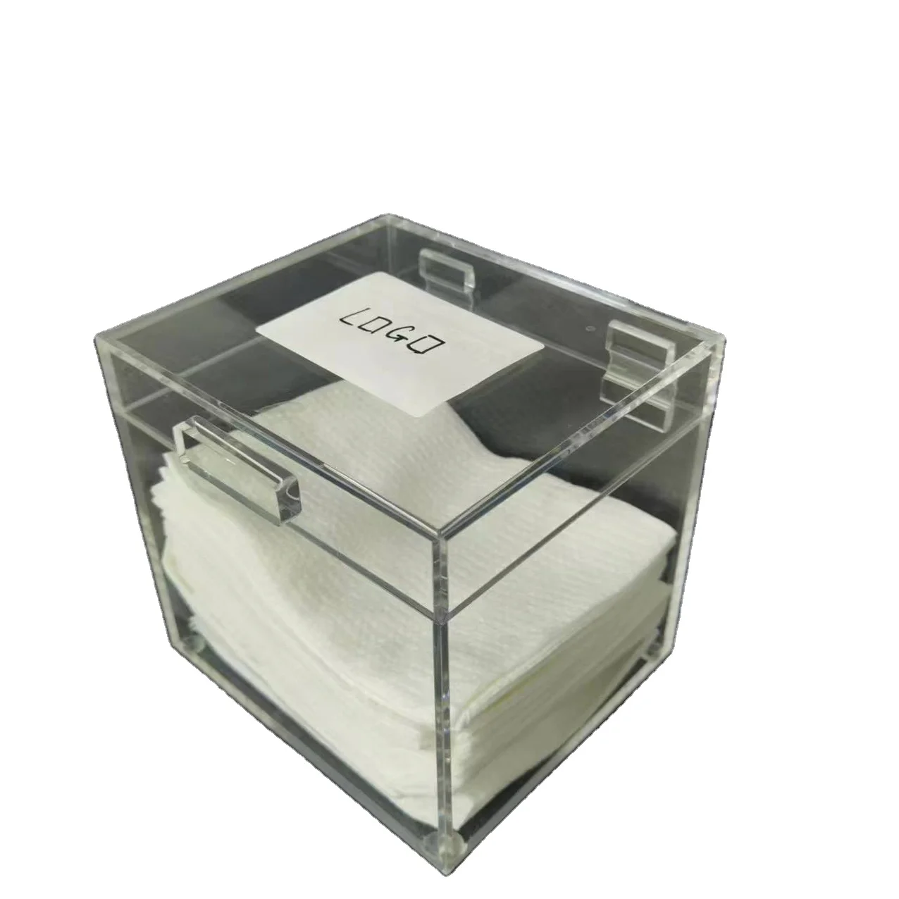 Factory wholesale customized laundry dryer paper dispensing acrylic dryer sheet box for dryer sheet holding case with well seal