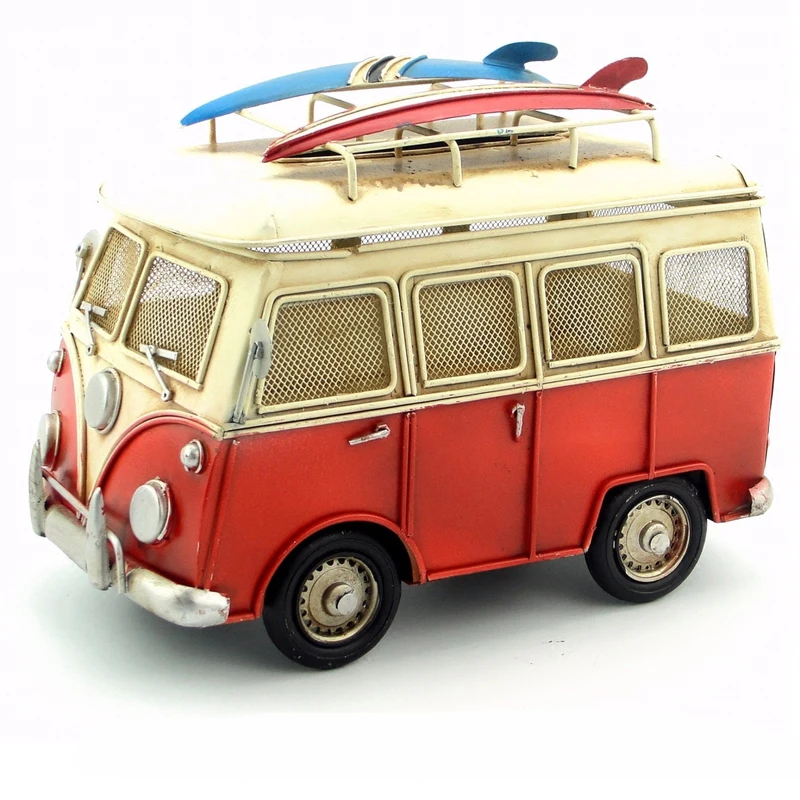American-style Retro Home Decoration Crafts handcrafted tin bus draw box, creative nostalgic soft-fitting gifts