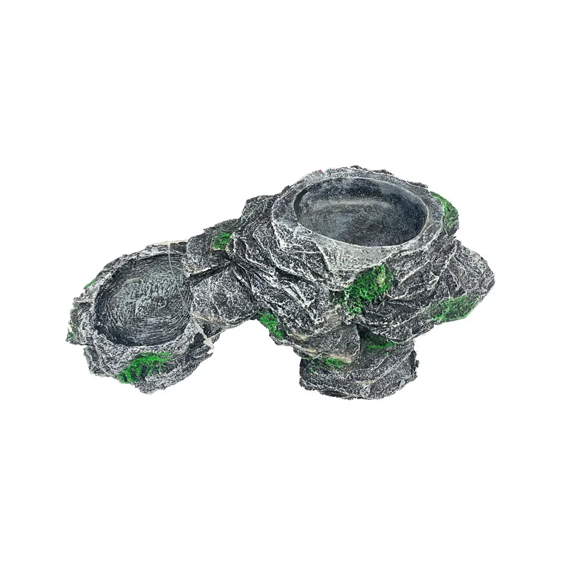 Aquarium decoration resin double feeding basin large terrace ladder turtle tank landscape crafts