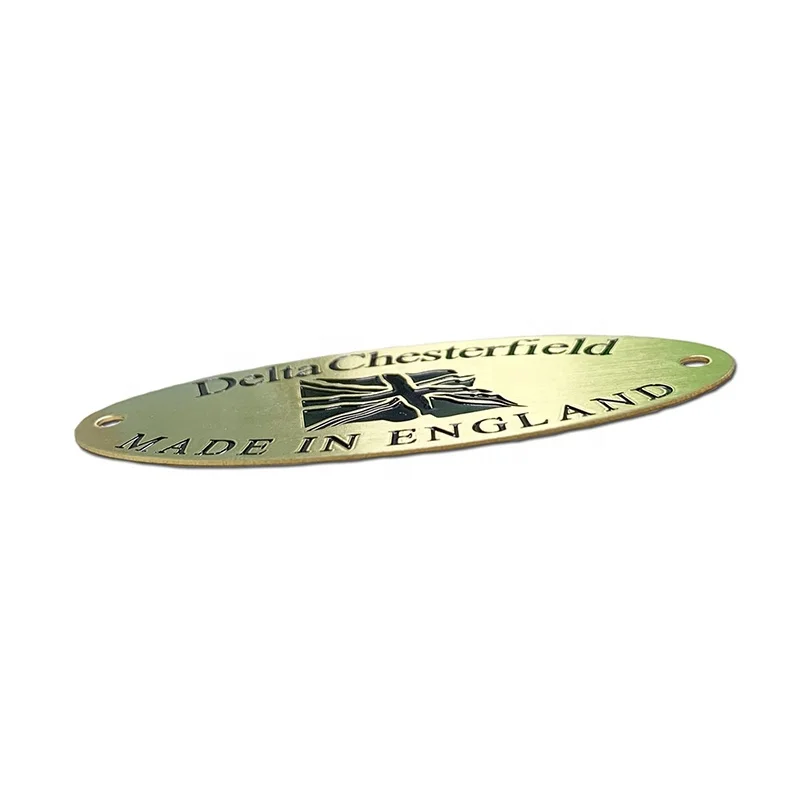 
Custom Brushed Retro Antique Brass Copper Tag Etched Lacquered black Metal Plaque Door Label with Two Holes 