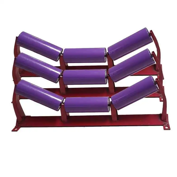 Mining Coal Conveyor Belt Roller Set Mining Coal Trough Idler Rollers Set With Frame Heavy Duty Steel Conveyor Idler Roller