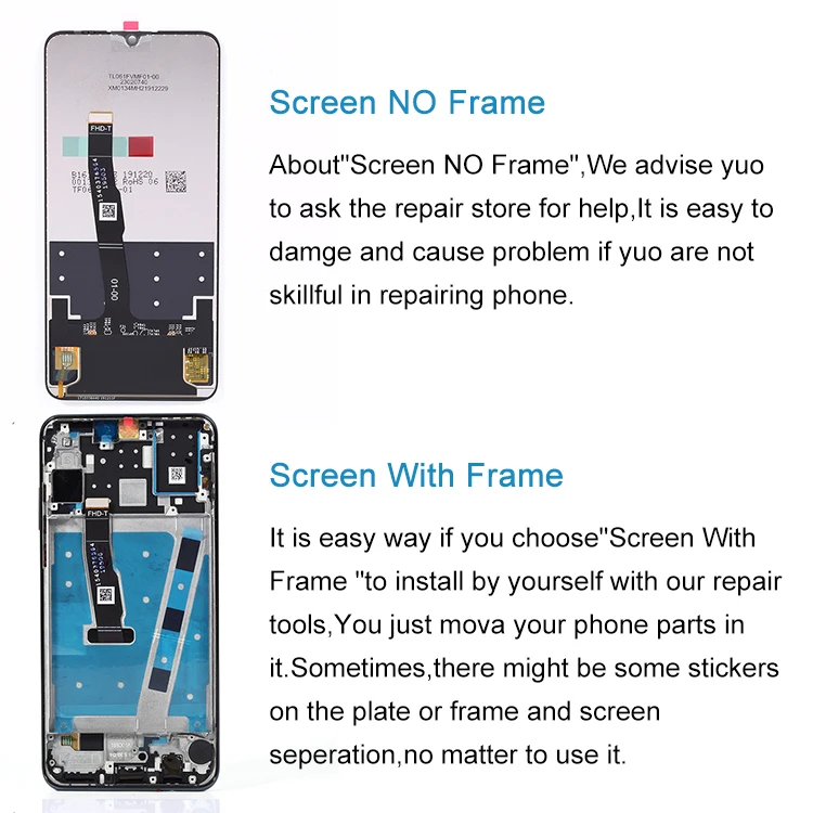 6.15 inch Mobile LCD Display Digitizer Accessories Parts Mobile LCD Screen with Frame for Huawei P30 Lite