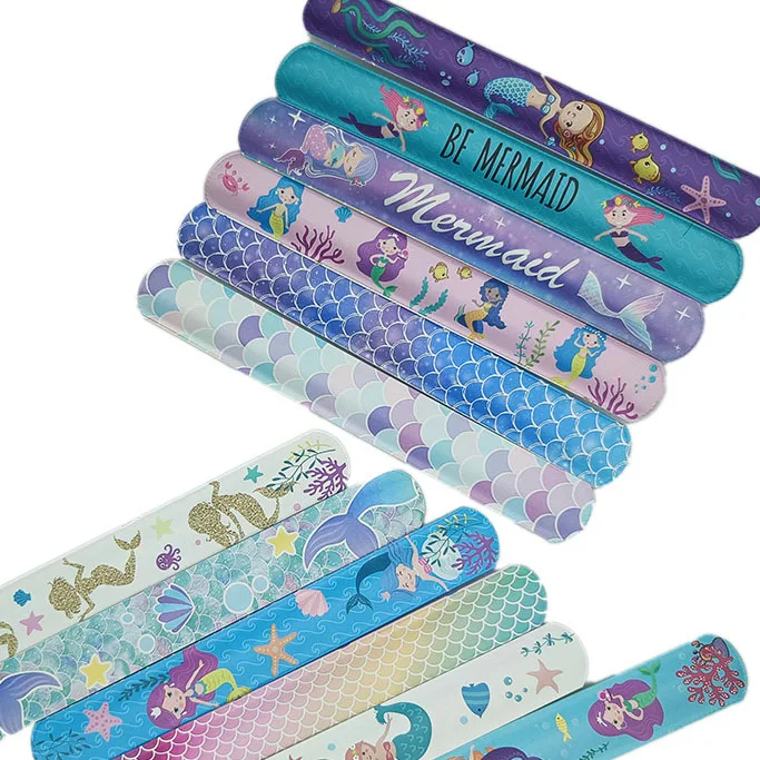 Wholesale Custom Mermaid Slap Bracelets for Kids Girls Snap Bracelet Bands Mermaid Toys Party Gifts