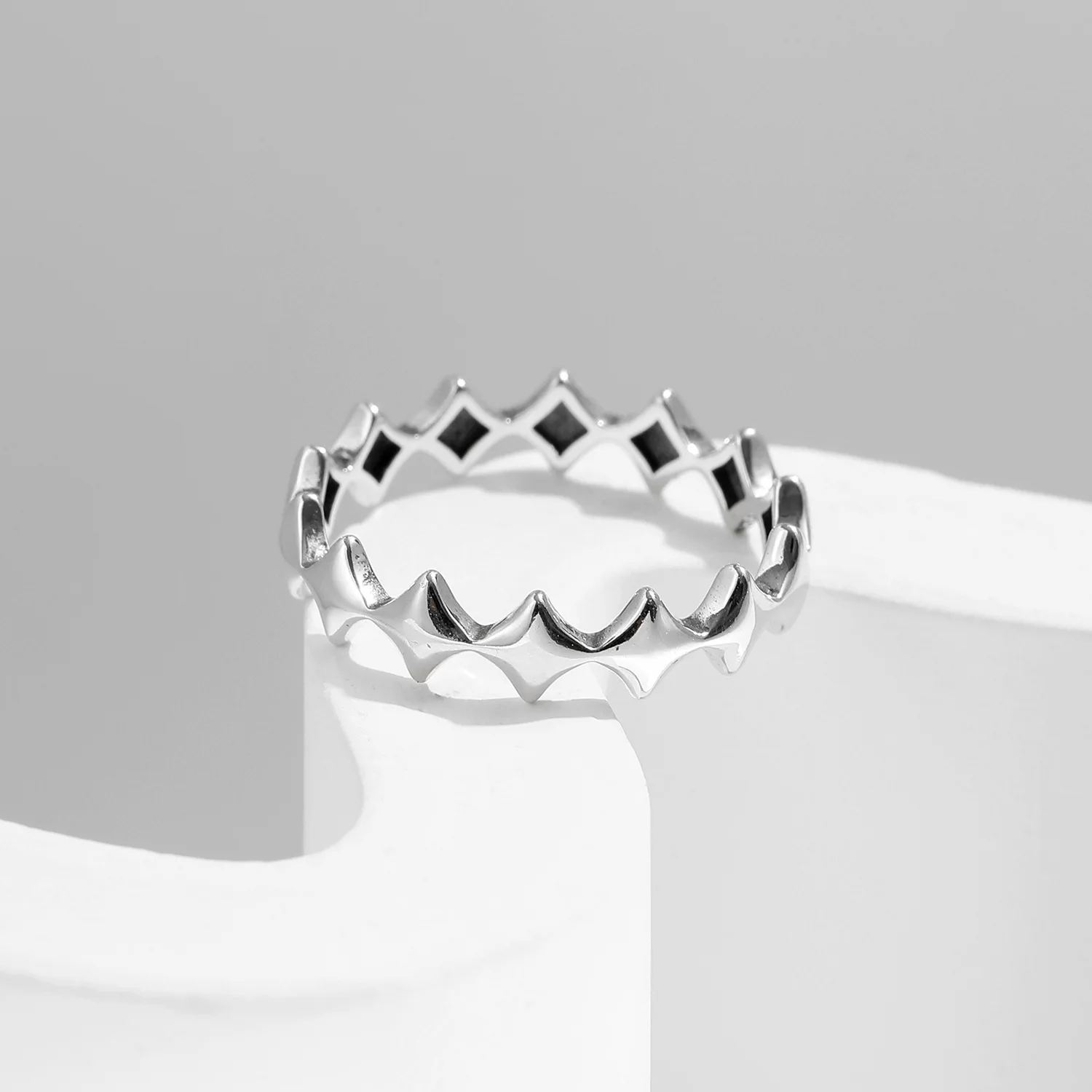 Simplicity Classics Geometric Star Shaped Ring Retro Silver 925 Stackable Ring For Lady Party Banquet Jewelry Wholesale