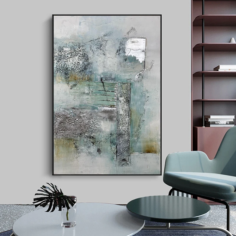 Wall Picture Textured Canvas Abstract Abstract Art Silver foil Painting for Home Decoration