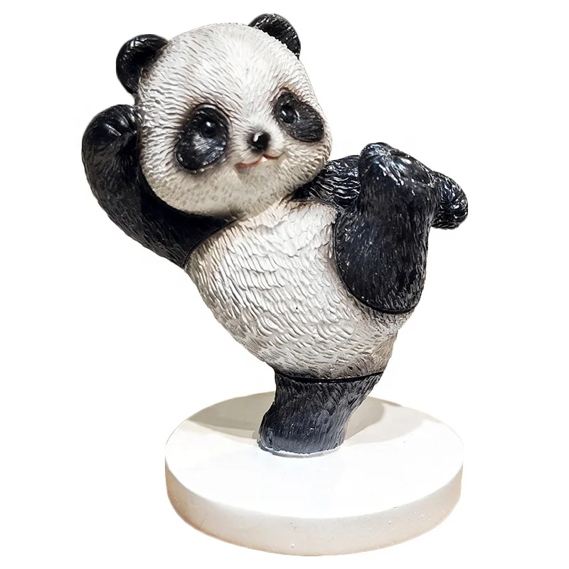 Z17288A 6Pcs Small Lovely Resin Panda Toys Miniature Pewter Figurines for Home Office Desk Car Interior Decoration and Kids Gift