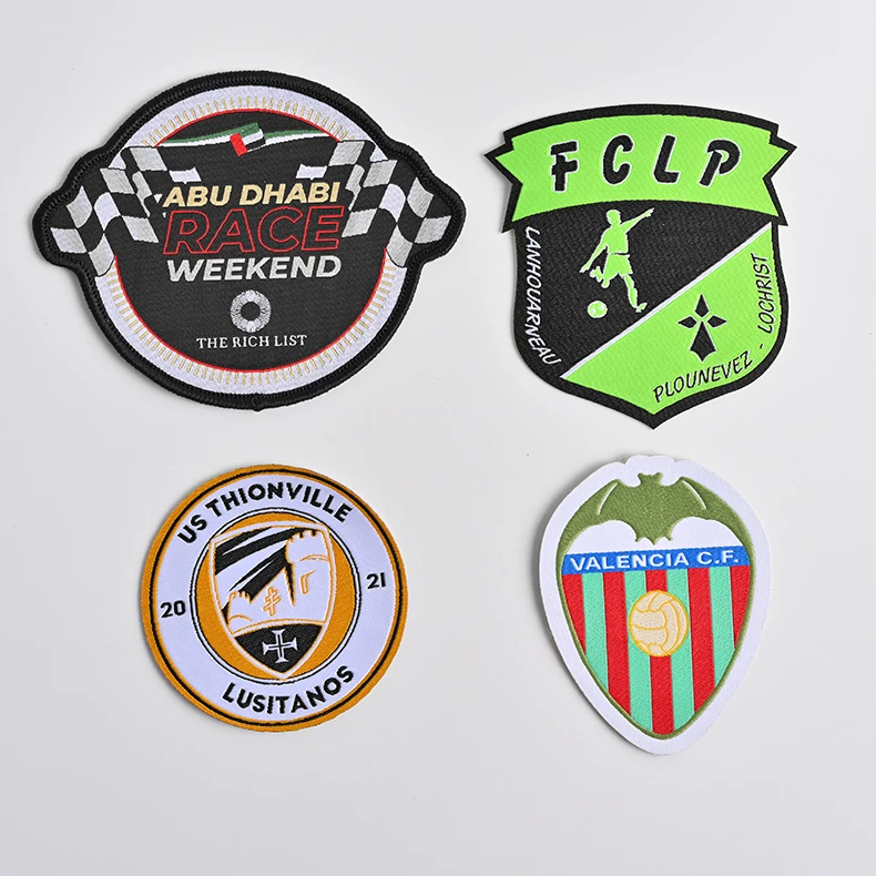 Custom logo wholesale heat press twill felt fabric iron-on chenille embroidery patches for clothes