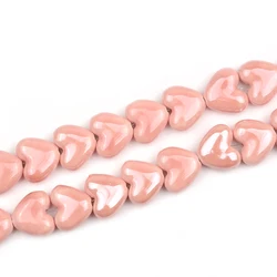 Love Heart Shape Beads Ceramic Beads For Jewelry Making Straight Hole Beads Handmade DIY