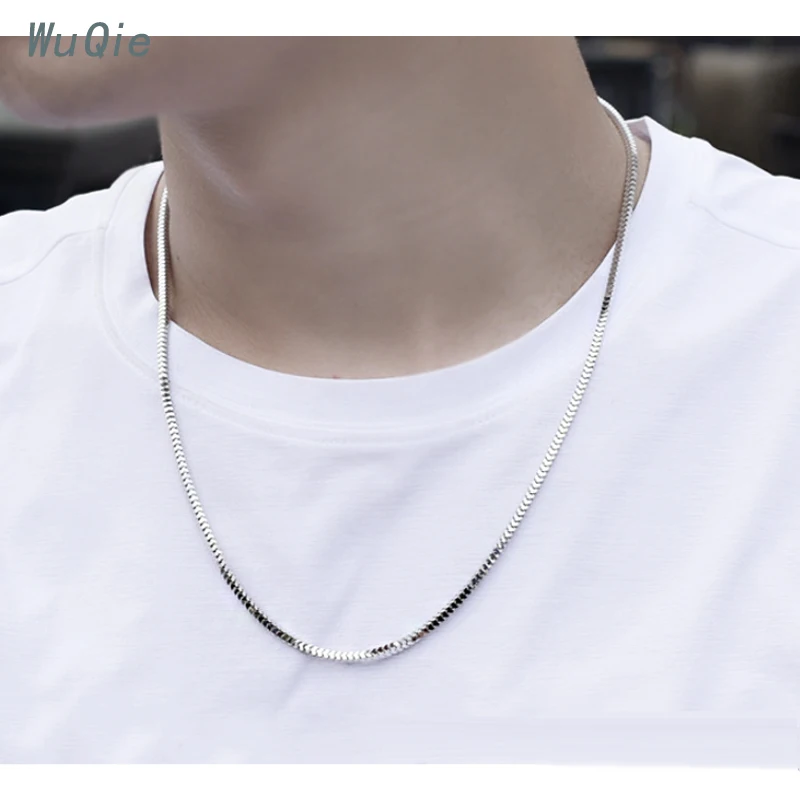 Wuqie Hot Sale 2.4mm Width 925 Sterling Silver Soft Square Snake Chain For Pendant Necklace Jewelry