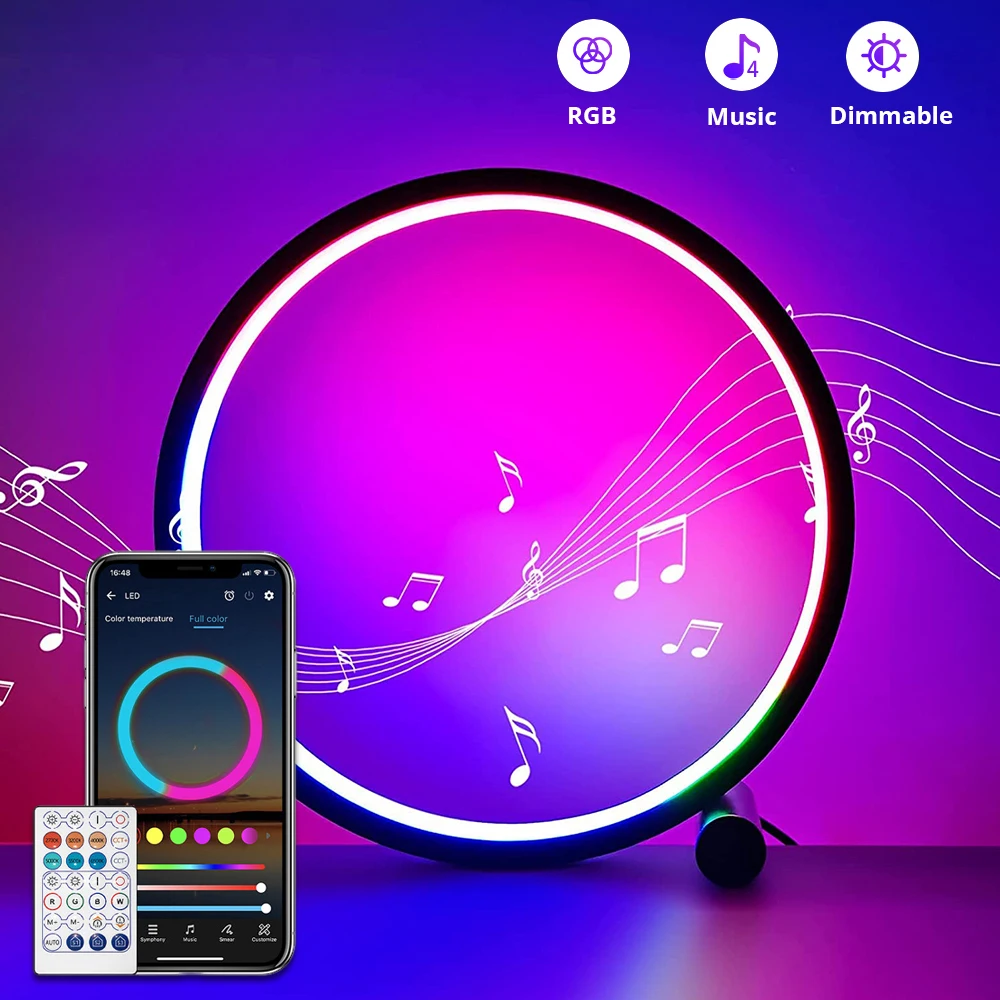smart table round lamp App Control Atmosphere RGB Gaming Led Rgb Rhythm Desk Music Light
