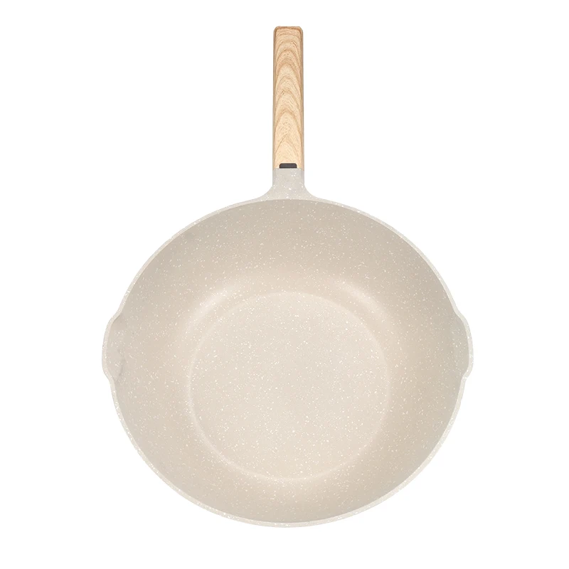 High Quality Aluminum Non Stick Round Gas Cooker Wok Deep Frying Pan