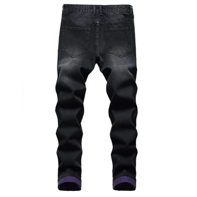 Base Skinny Ripped Stretch Jeans for Men New Hot New Fabric with a Purple Slim Straight Polyester / Cotton Casual Mid Waist