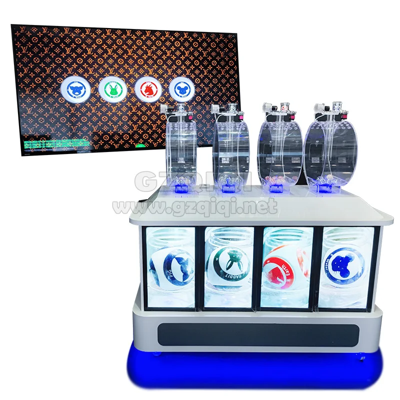 Muilty cylinder4D lotto machine with screens for pick 4  lottery games with constellation ball