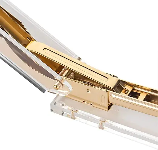 Luxury Office Desktop Clear Acrylic Gold Paper Stapler For Office School Home Gift