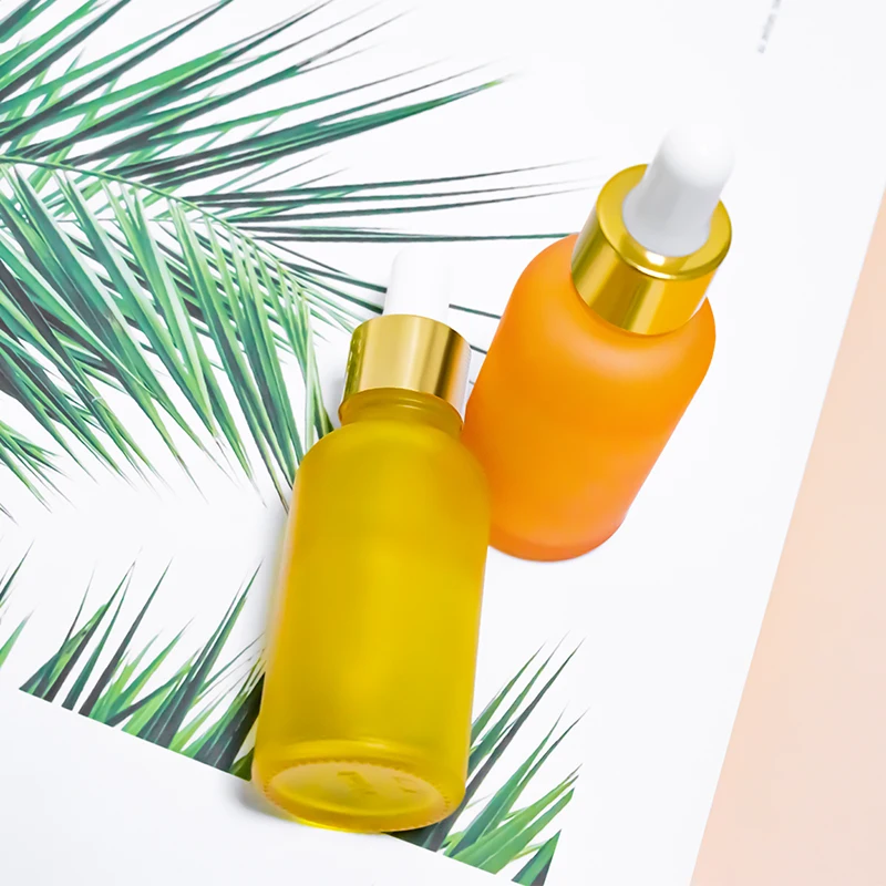 
Skin care massage oil 15ml 20ml 30ml 50ml 100ml frosted clear orange yellow dropper bottle with gold dripper top wholesales 