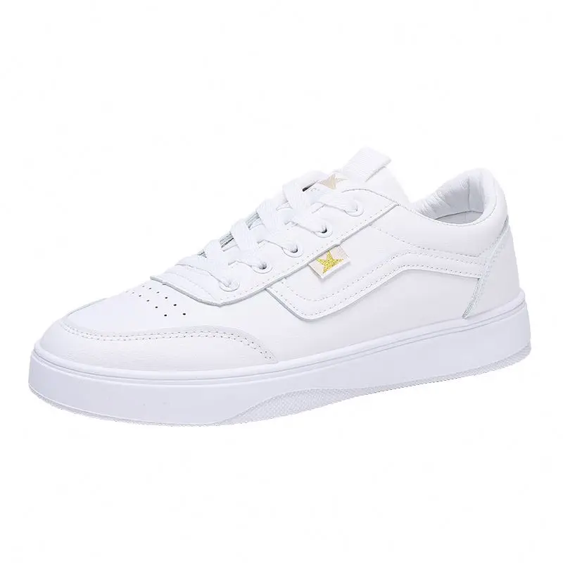 Wholesale Stock Small MOQ Women Leather Casual Shoes White Sneakers Customize