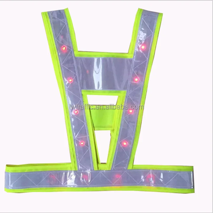 2022 new style red light flashing running vest hi vis led reflective led safety vest