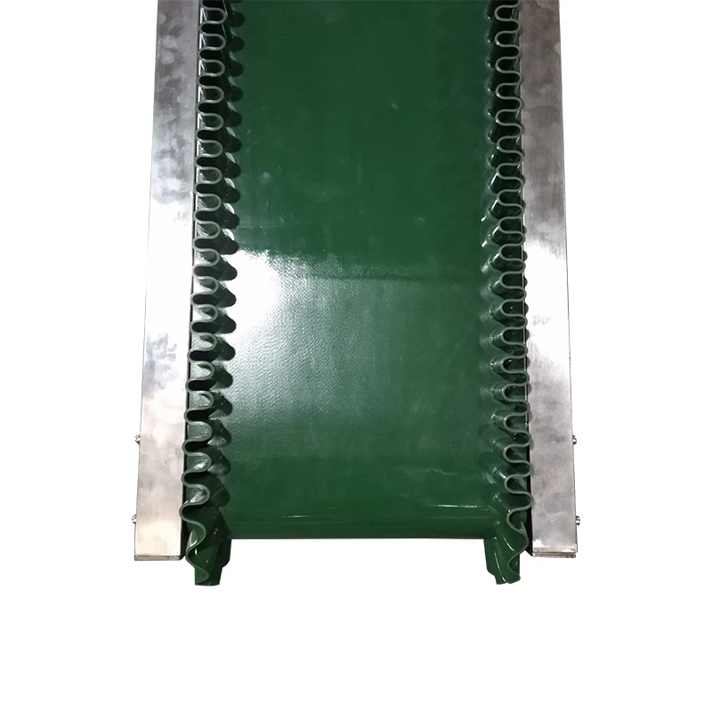 LHJ Automatic Electric Driven Incline Conveyor Belt Fabric Machine PVC PU Rubber Belt Conveyor With Side Wall  For Food Industry