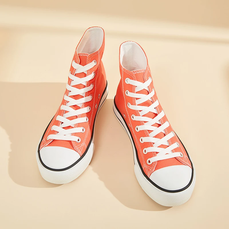 Wholesale Multicolor High Top Canvas Shoes Sneakers Women Customized Lace Up Casual Canvas Trendy Shoes