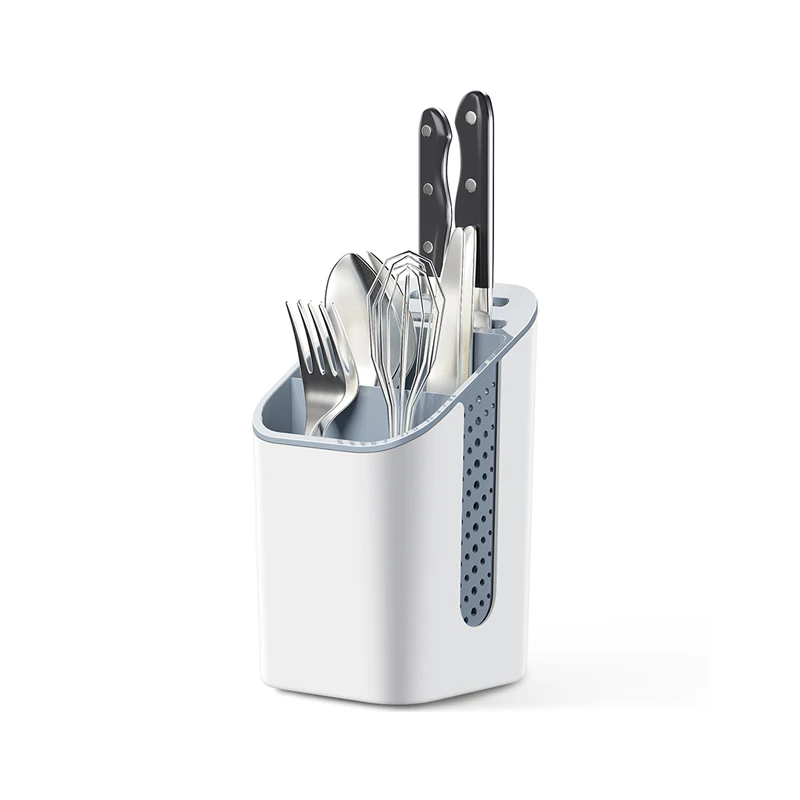 WIREKING Spoon and Fork Storage Holder Plastic Kitchen Utensil Holder Set Sink Organizer Kitchen for Countertop