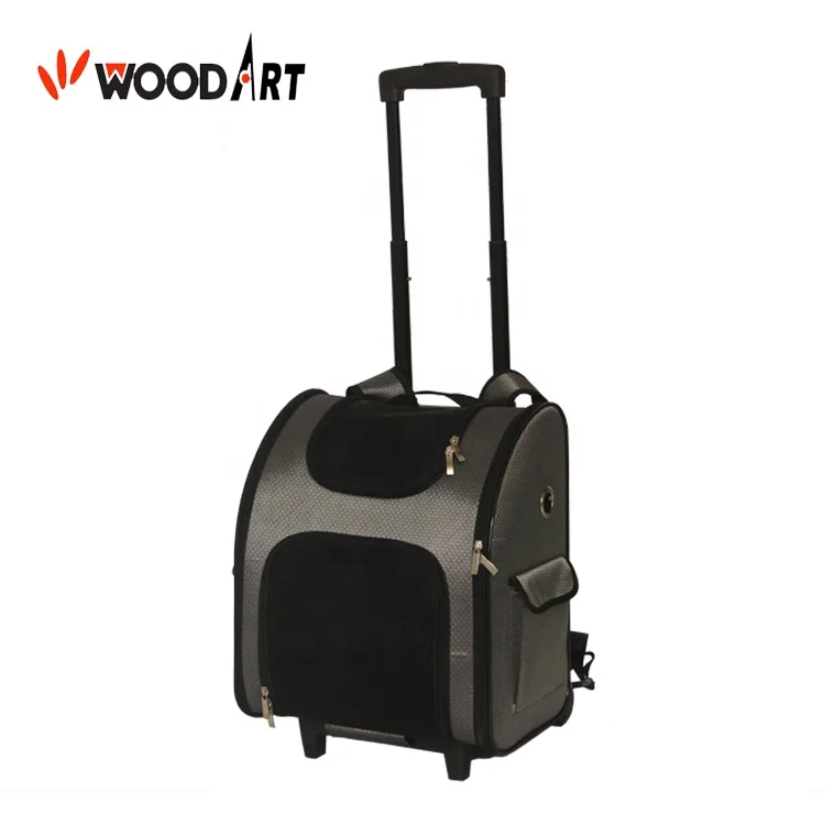 Wholesale airline approved pet stroller carrier box dog trolley bag crates with wheels
