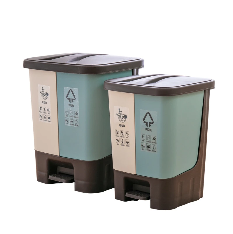 Sorting trash bin30LOutdoor School Home Office plastic pedal kitchen waste wet and dry trash can15LCustomization