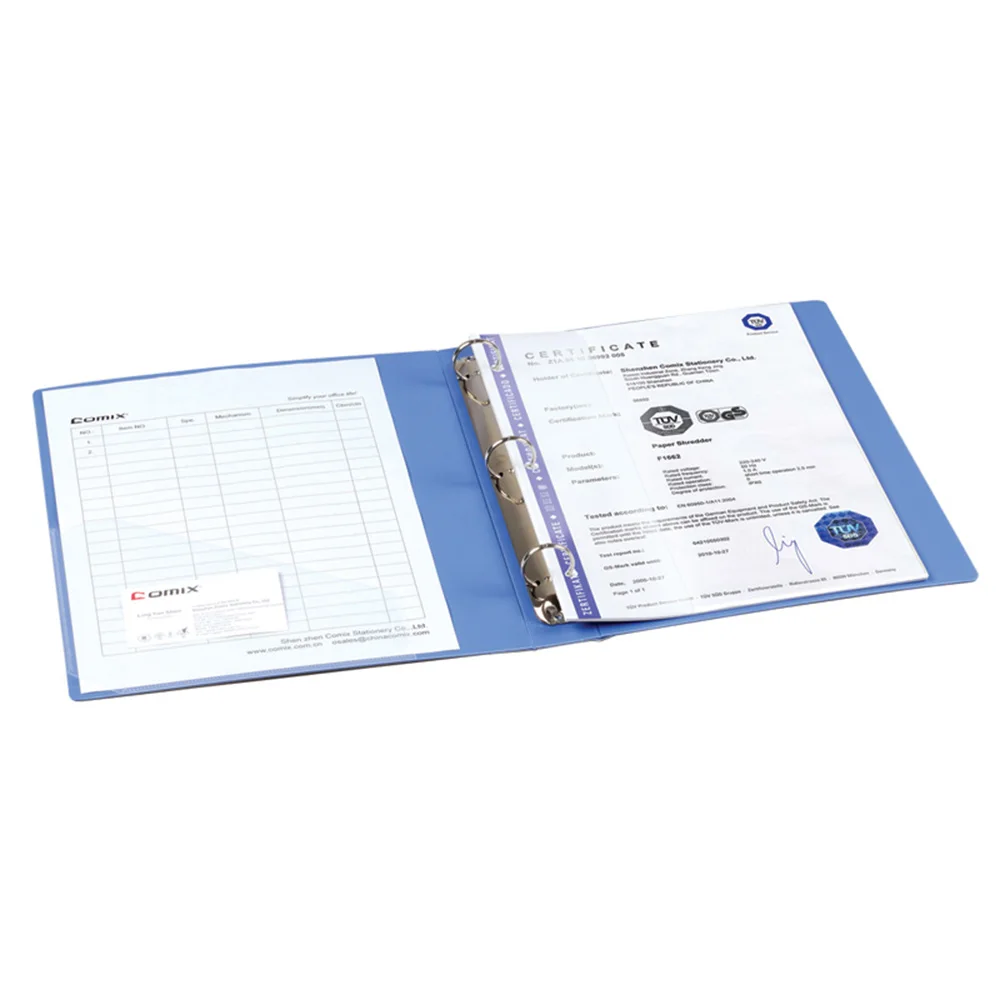 Comix Ring Binder Custom Print Multi Color 2 Rings Plastic File Folder A4