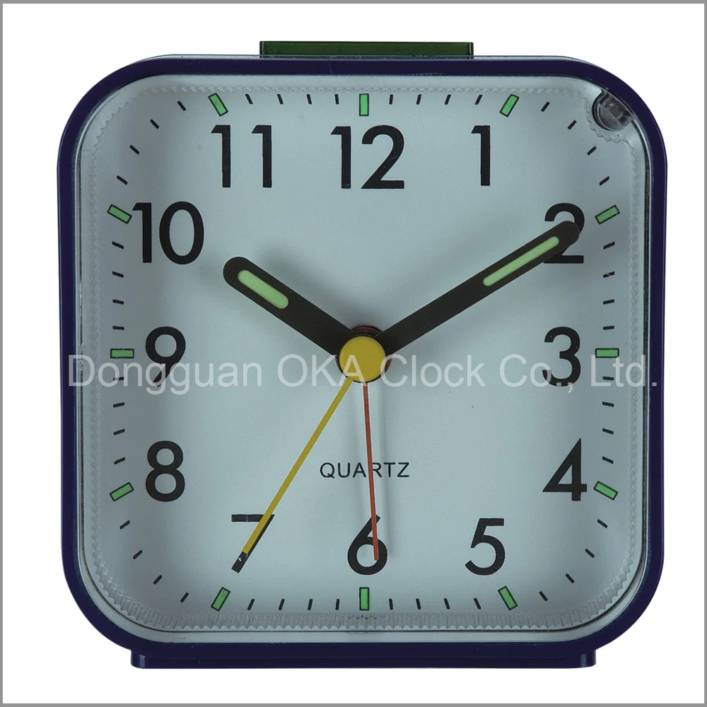 3 Inch Square Alarm Clocks Fluorescence Needles Silent Table Clock with Snooze Night Light
