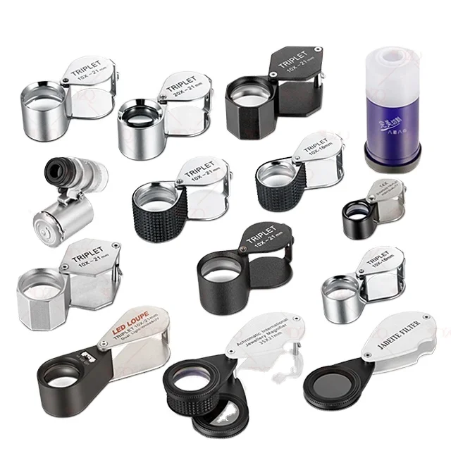 10X to 40X gem jewelry loupe magnify glass 10x led light
