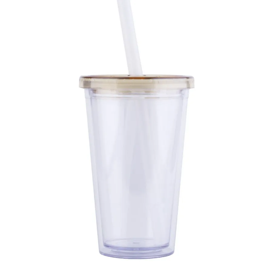 16 oz double wall PS material printing reusable plastic cup custom