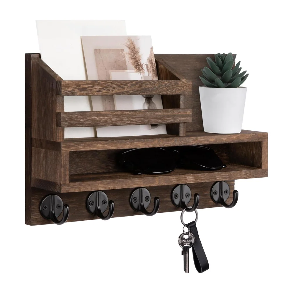 Custom wood key holder modern floating shelves key holder wooden key organizer wall mounted