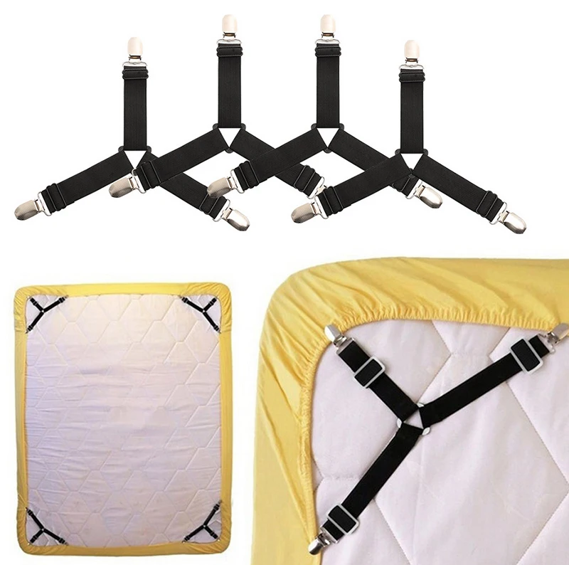 Promotion 4PCS/PACK Adjustable Elastic Bed Sheet Holder Corner Strap Sofa Bed Bands Grippers Bed Sheet Fastener Clip