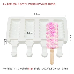 DUMO 4/8 Cavity Magnum Ice Cream Mould DIY Silicone Popsicle Ice Cream Cone Tools Caterpillar Ice Pop Silicon Mold