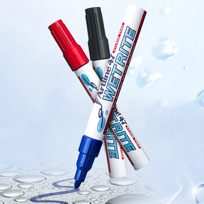 Artline 1.5mm Bullet EK-47 Works under water marking on wet metal plastic Wetrite Markers