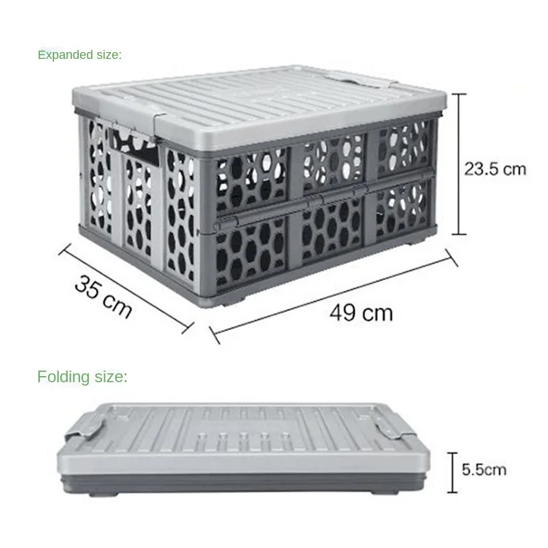Large size plastic folding storage basket car trunk organizer box plastic car storage box