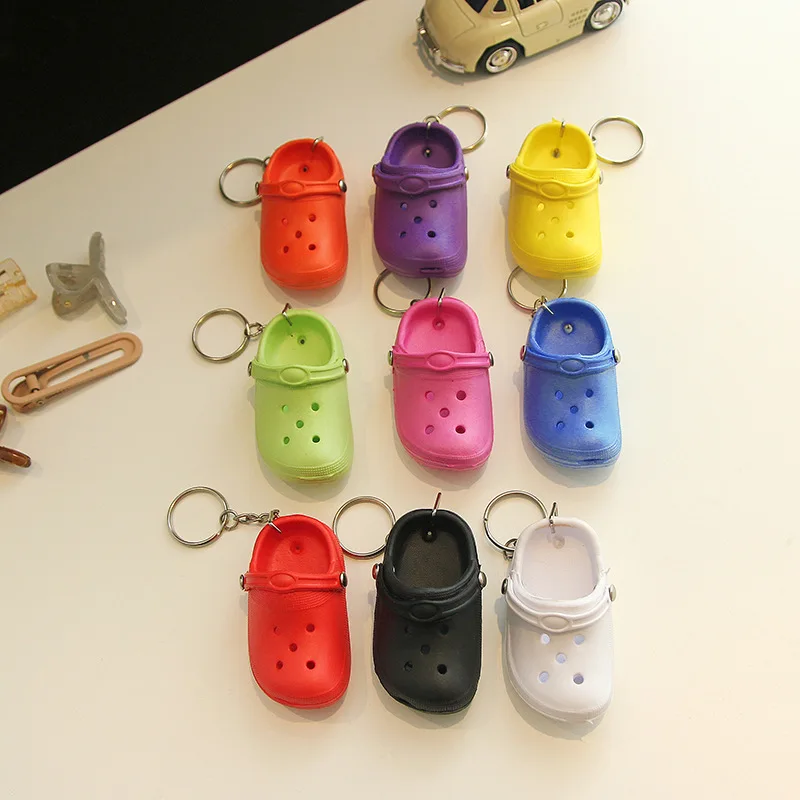 3d Mini Eva Keychain Plastic Foam Beach Hole Sandal Slipper Keychain Decoration Beach Croc Shoe Keychain