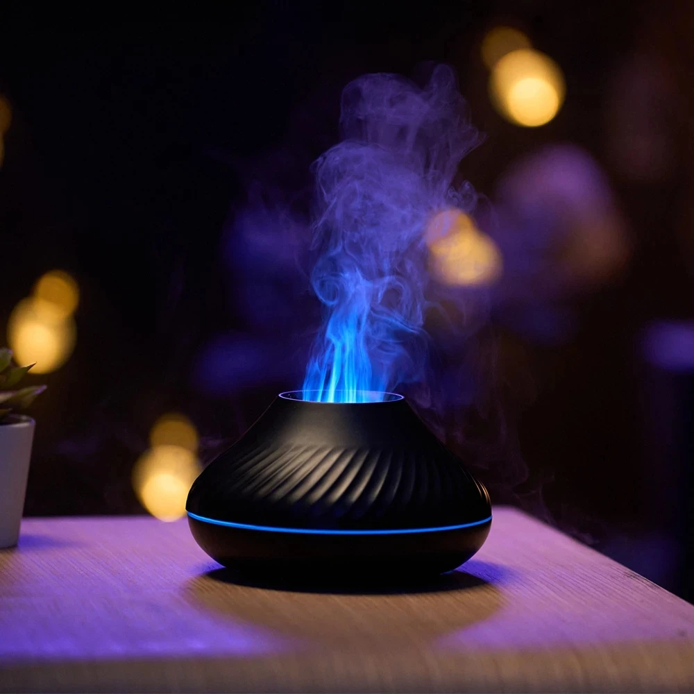 3D Colorful Flame Humidifier USB Car Aromatherapy Humidifiers Diffusers Portable Essential Oils Fire Diffuser for Home Office