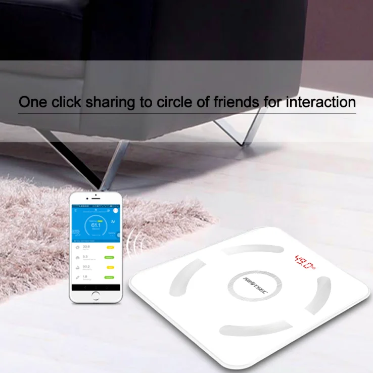 
6MM Tempered glass USB Charging Battery 180Kg 400Lb Bathroom Body Scale With LED Display Smart Body Fat Scale 