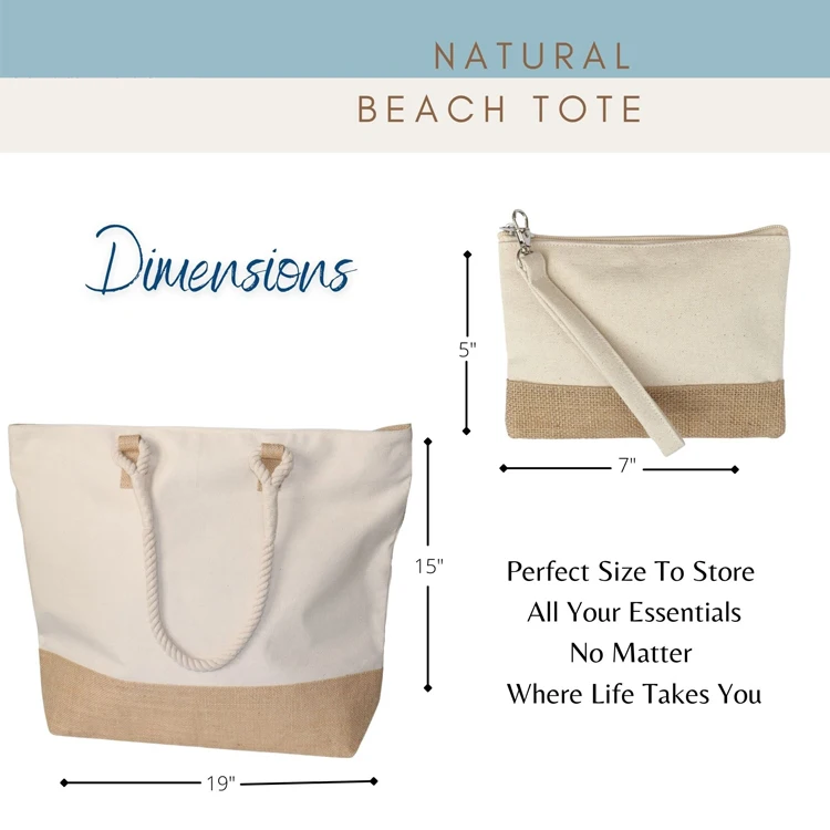 Eco Friendly Shopping Ladies Shoulder Bags Reusable Large Canvas Tote Beach Bag with Zipper and Inside Pockets
