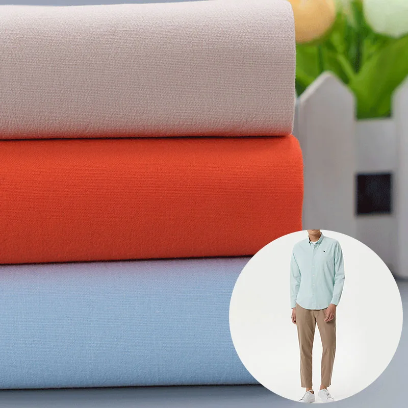 Spot 140gsm Elastic poplin 97 cotton 3 elastane Washed cotton shirt cloth fabric