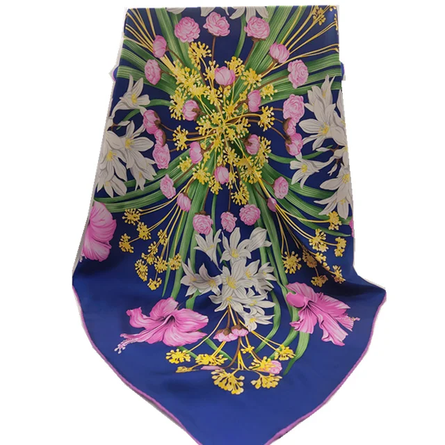 Chinese Wholesale Hem Rolled Twill Square Digital Printed Luxury Styles Designer Printing Custom Scarves