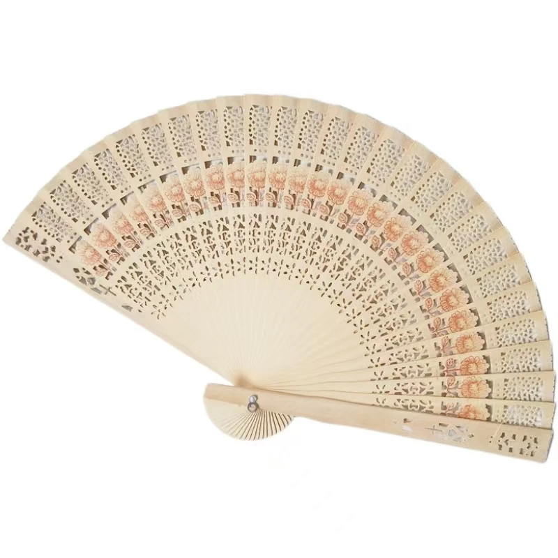 8 inch Sandalwood Folding Hold Fan Decoration Wedding Favors & Birthday Gifts Sunflower Pattern