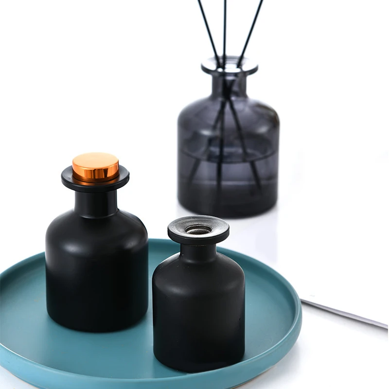 100ml Empty Luxury Unique Black Transparent Colorful Glass Diffuser Bottle for Diffuser with Cork