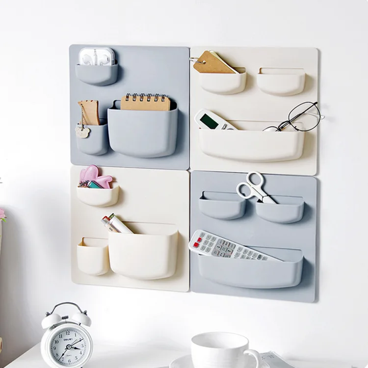 Minimum order of 5 pieces punch-free household self-adhesive storage shelf 4-tier kitchen plastic storage rack