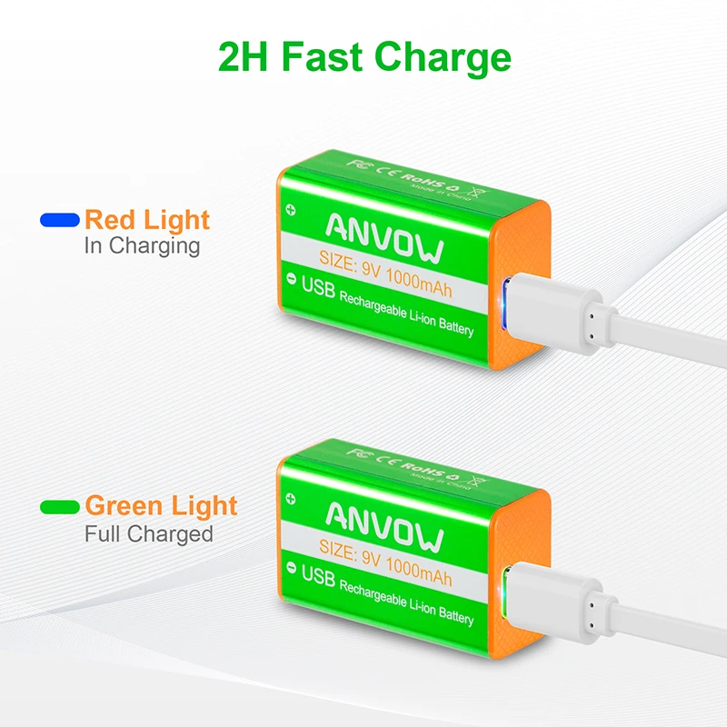 Wholesale Cheaper USB C 9v Rechargeable lithium ion 1000mAh battery Rechargeable USB li-ion battery