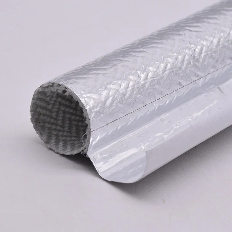 Heat Shield Thermal Sleeve Aluminum Coated Fiberglass Self-Closing Wrap Sleeving