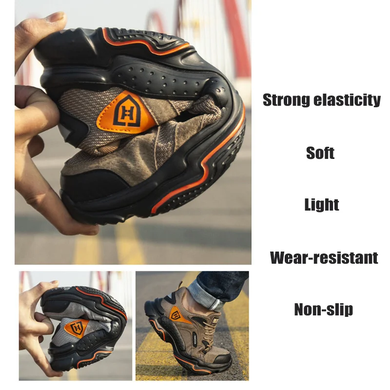 Indestructible Work Shoes Breathable Steel Toe Work Boots Lightweight Breathable Sneakers Anti-slippery Safety Shoes for Men