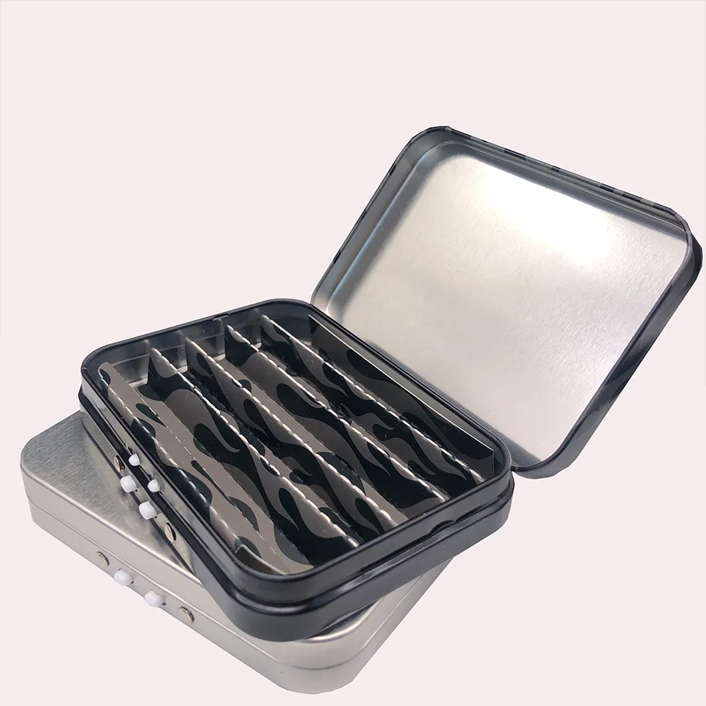 CMYK printing metal hinged tin case for child resistant box packaging