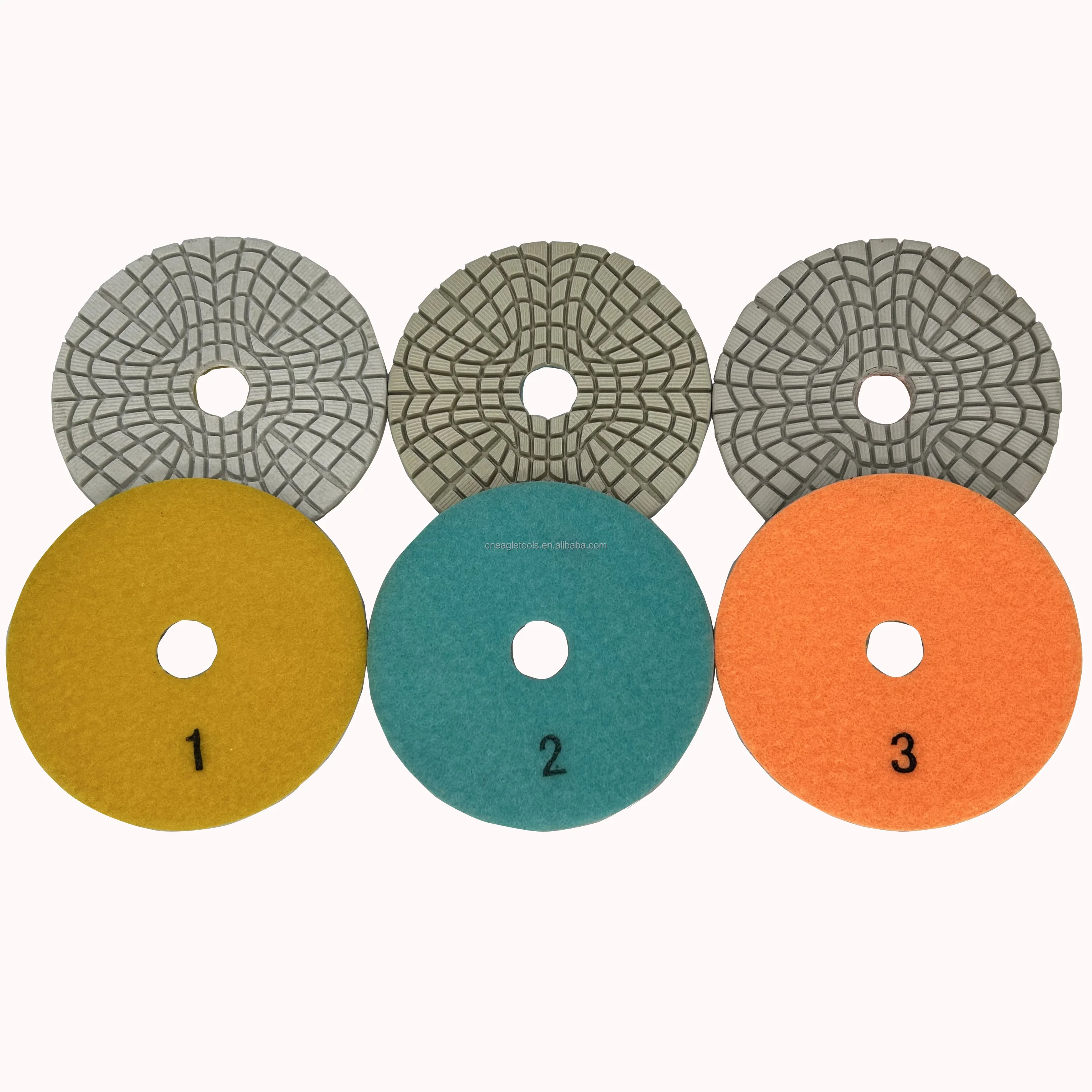 Marble granite quartz Stone tools wet 100mm 3 step Polishing pads 4 Inch  three Steps Diamond water Polishing Pads