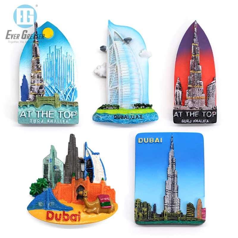 Customized Personalised Resin  Dubai 2D 3D City Fridge Magnet For  Tourism Souvenirs
